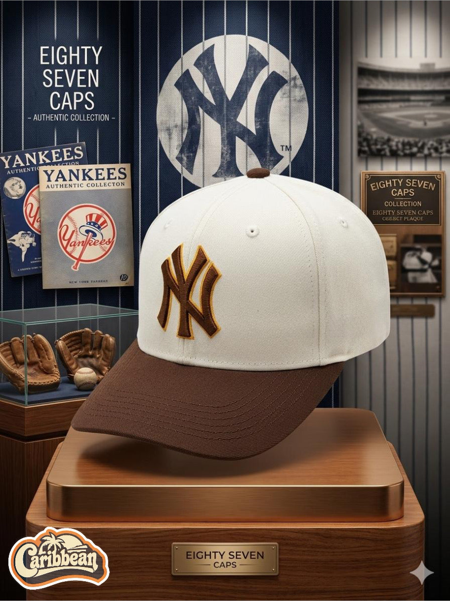 Gorra Equipos NY blanco café