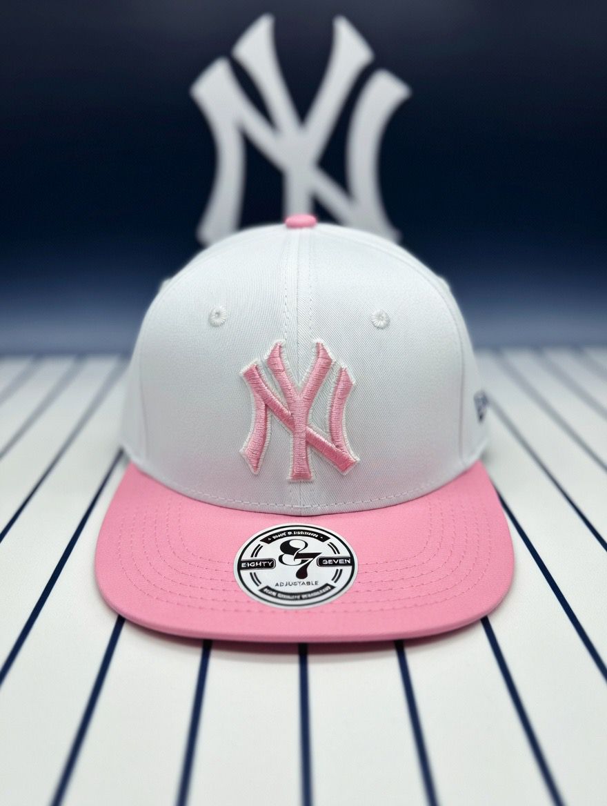 Gorra Equipos NY blanca / rosado