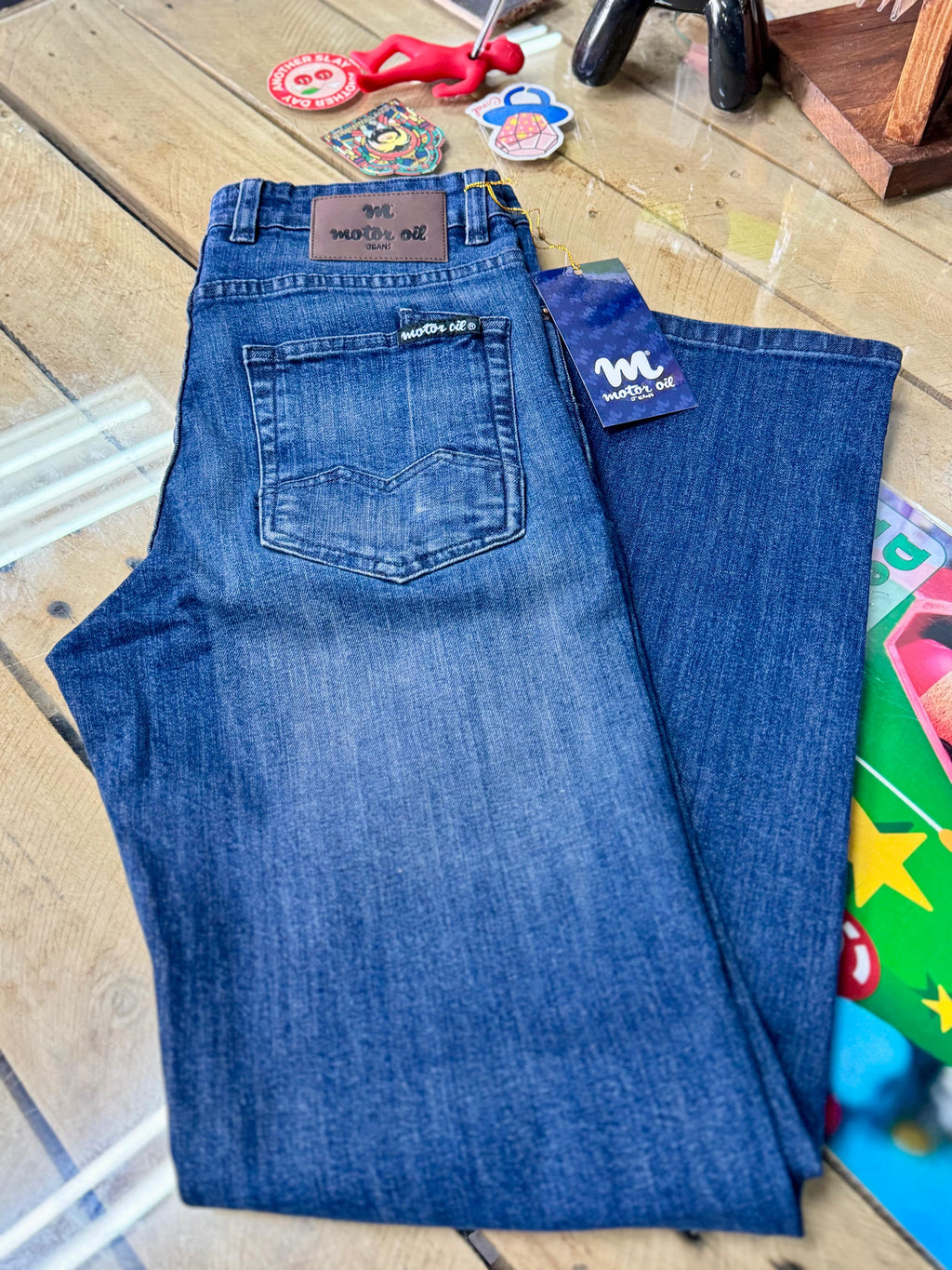 Pantalón Mezclilla Motor Oil Azul